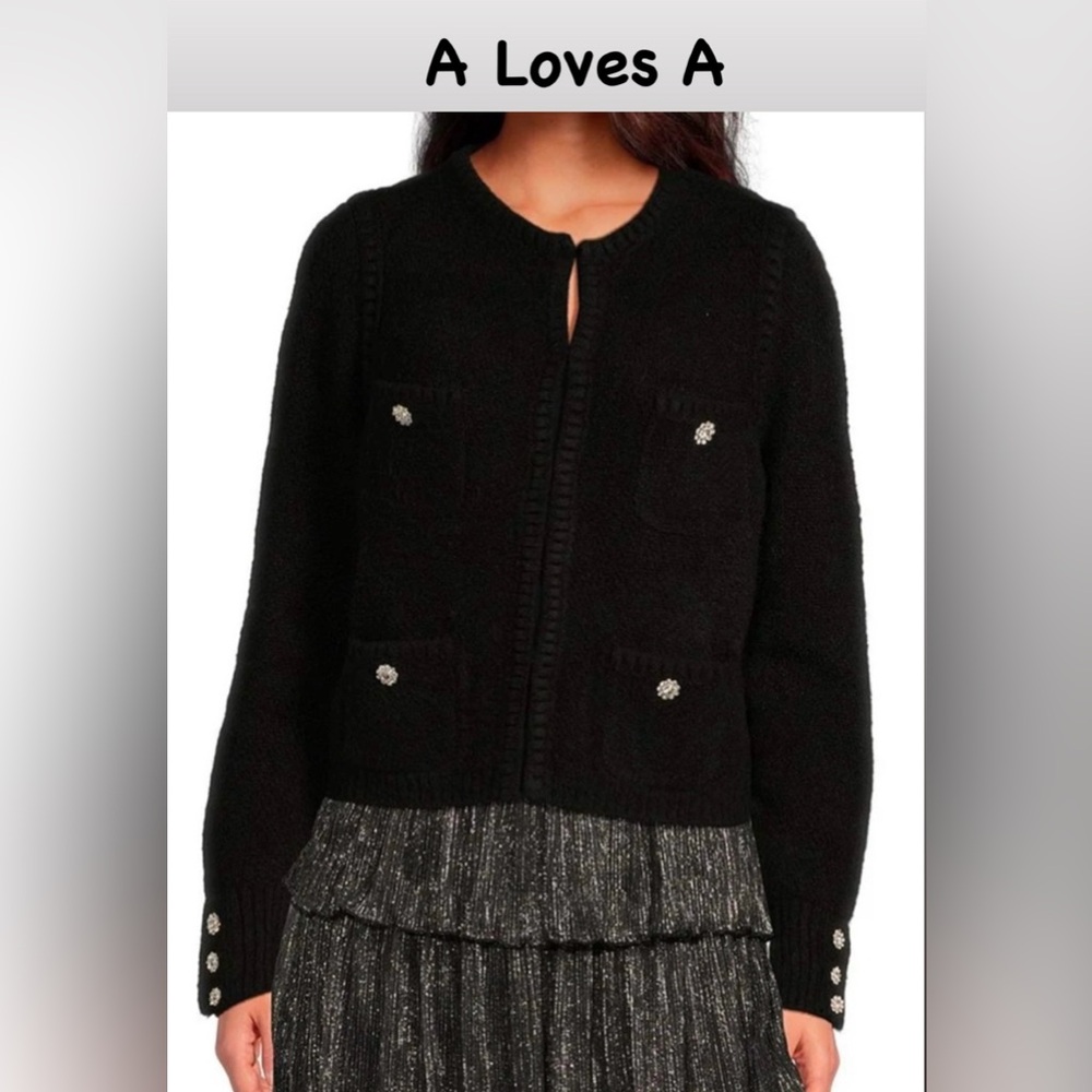 A Loves A
Wool Blend Knit Crew Neck Snap Front
Rhinestone Button Cardigan Sz XL